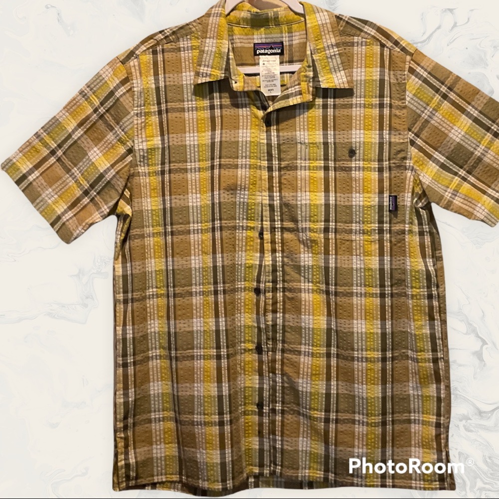 Patagonia Mens Yellow/ Tan Checkboard